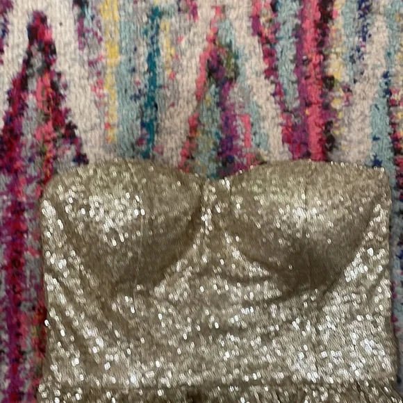 Strapless Gold Sparkle Peplum Top - Picture 9 of 13